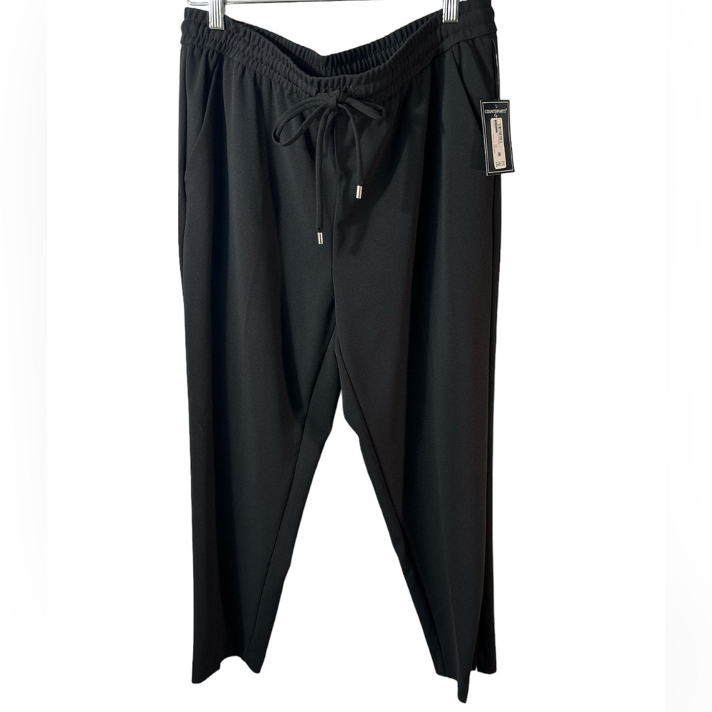 NWT Counterparts Trouser Pant Womens Size Med Black Elastic Waist tapered leg